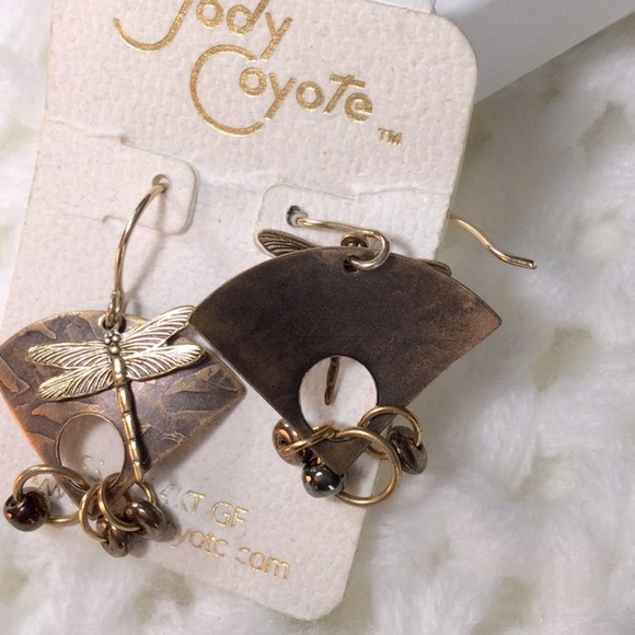 14k gold plated Jody Coyote dragonfly earrings - Picture 3 of 5